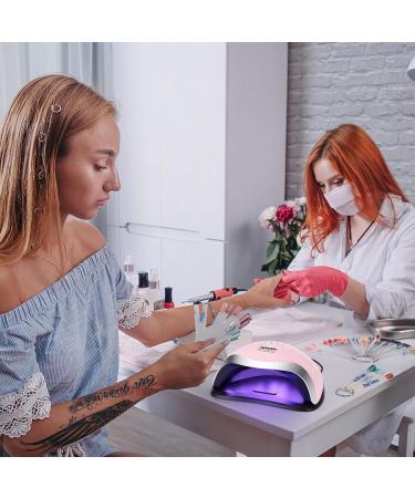 168W Aokyom UV LED Nail Dryer Lamp - Smart Sensor LCD Timer & Versatile for All Gel Nail Polish - Silver Pink - Buy Online on SooperMarket.com