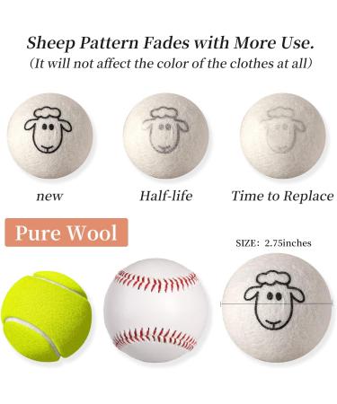 Organic XL Wool Dryer Balls - 6 Pack Sheep Pattern | Cute Fabric Softener | Shorten Drying Time | Reusable Laundry Essential - Buy Online on SooperMarket.com