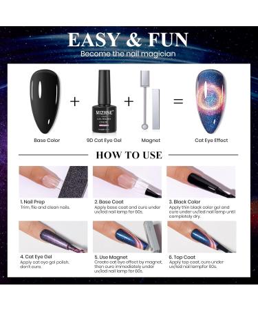 MIZHSE 9D Cat Eye Gel Nail Polish Set - 6 Colors with 2 Magnetic Sticks | Chameleon Galaxy Effect | Soak Off Nail Art Gift for Ladies - Buy Online on SooperMarket.com