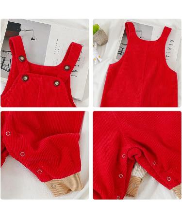 Volunboy Unisex Baby Cotton Dungarees 6-9 Months Red - Adjustable Corduroy Striped Overalls - Buy Online on SooperMarket.com