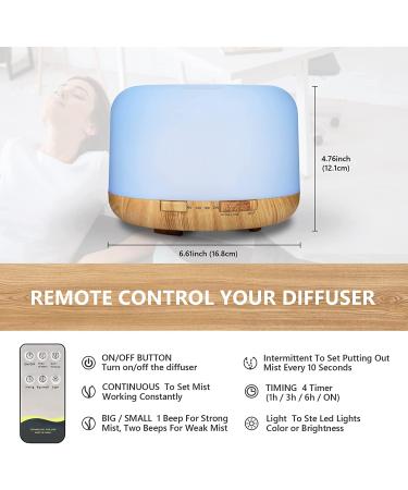 500ml Oil Diffuser with 15x10mL Essential Oils | Aromatherapy Diffuser for Large Room | 2 Mist Modes, 4 Timers, 7 Ambient Lights | Waterless Auto Off | Home & Office Aroma Diffuser (Log Color) - Buy Online on SooperMarket.com