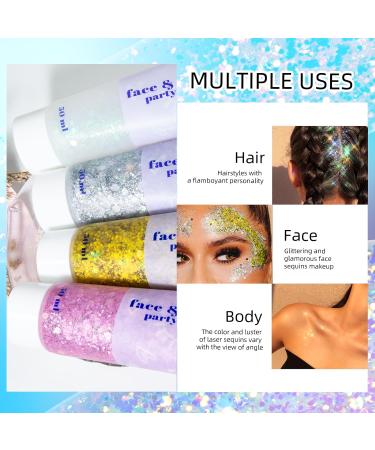 Prreal Body Glitter Gel 50ml - Long-Lasting Mermaid Sequins Chunky Glitter for Festivals & Parties - Makeup Essential #Gold - Buy Online on SooperMarket.com