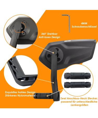 Arkham Bike Mirror - HD Real Glass Extra Large Left Handlebar (15-20mm) for E-Bikes - Premium Square Bicycle Back Mirror - Buy Online on SooperMarket.com