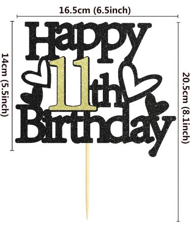 Sumerk Glitter Happy 11th Birthday Cake Toppers 11th Cake Topper 11th Birthday Cake Decorations Party Supplies for Boys Girls - Pack of 1 - Buy Online on SooperMarket.com