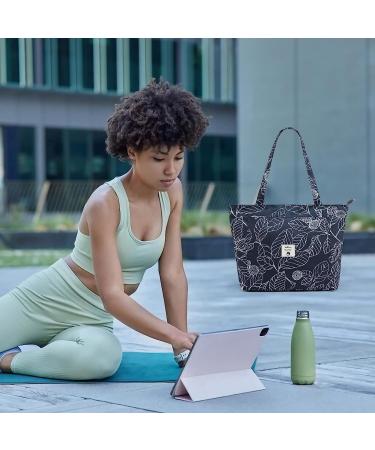 WLLWOO Yoga Bag for Women | Canvas Tote Mat Carrier for Pilates | Travel Beach Workout Leaf Design - Buy Online on SooperMarket.com