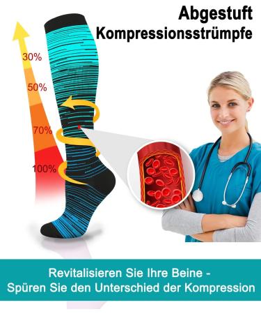 Blongw Compression Stockings for Men - 6 Pairs Knee Support Socks for Sports Travel Flight & Running (A5-Assorted 09 L-XL) - Buy Online on SooperMarket.com