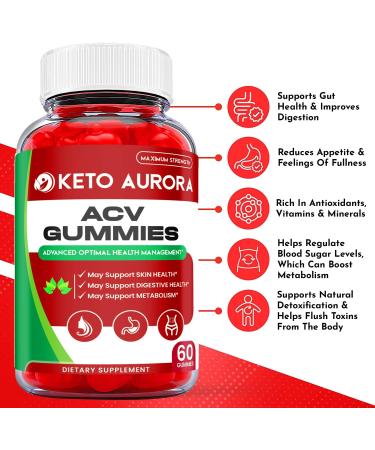 2 Pack Keto Aurora ACV Gummies - Vegan Formula for Weight Loss - Apple Cider Vinegar with Vitamin B12 (120 Gummies) - Buy Online on SooperMarket.com