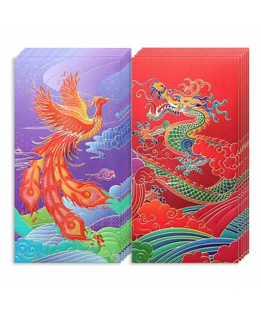 CAPART Chinese New Year Red Envelops 2024 Bulk Chinese Hongbao Long Feng (08 Large 12) 08 LF Large 12