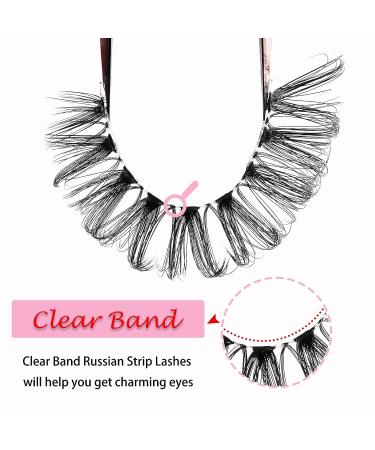 Heracks 14 Pairs D Curl Russian Cat-Eye Lashes | 10-20 MM Fox Eyelashes | Wispy False Eyelashes with Clear Band - Buy Online on SooperMarket.com