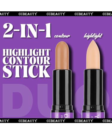 CCbeauty Cream Highlight and Contour Stick - Dual-Ended Contouring Highlighter Stick - Medium/Tan CC02 - 1 count - Buy Online on SooperMarket.com