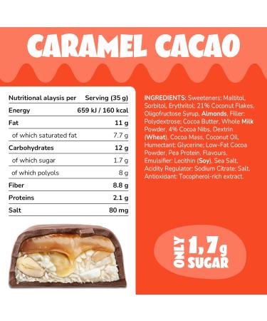 ahead ACHIEVE Keto Chocolate Bars 18x35g | Caramel Cacao Low Carb Sugar Free with MCT-Fats | 100% Natural Keto & Healthy Snacks - 18 Count - Buy Online on SooperMarket.com