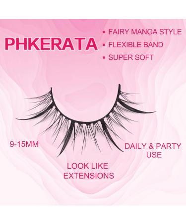 Manga Lashes 13MM - Natural Japanese Anime Spiky False Eyelashes - 8 Pairs Pack by PHKERATA Style H - Buy Online on SooperMarket.com