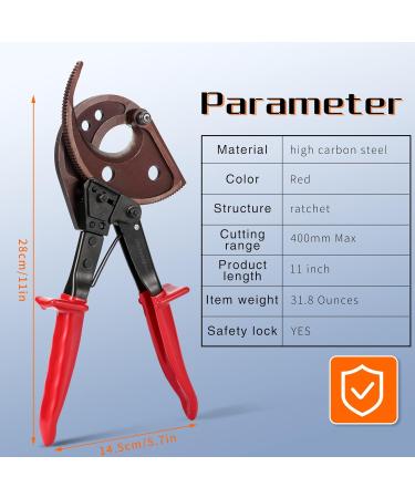 Dechengbao HS520A Heavy Duty Ratchet Cable Cutter for Aluminum Copper Cables up to 400mm - Buy Online on SooperMarket.com