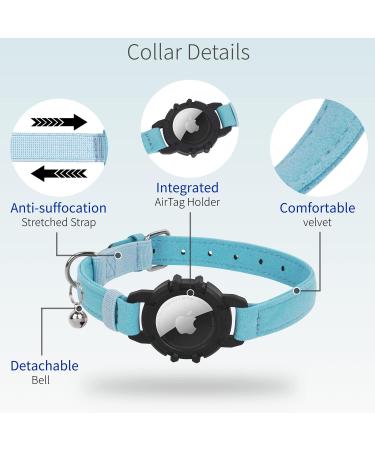 Apple AirTag Cat Neck Band - Light Tracker for Kittens & Puppies (7-9 inch) - Blue | International Shipping - Buy Online on SooperMarket.com