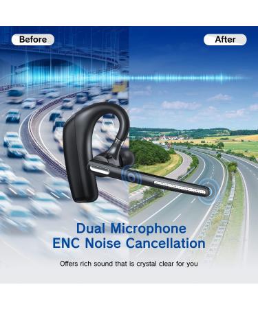 Ngsod Bluetooth Headset- Wireless Headset with Microphone | 90 Days Standby, 110 Hours Talktime | Bluetooth Earpiece for Cell Phone, Tablet, Laptop | Headphones for Trucker, Driver, Business - Buy Online on SooperMarket.com