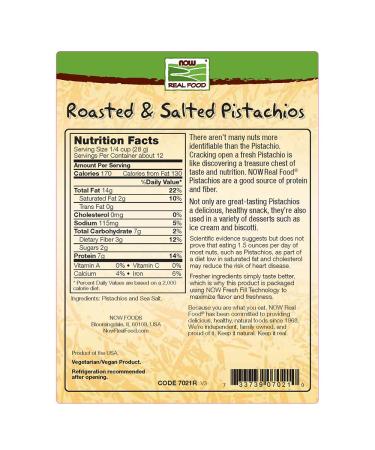 Now Foods Roasted Pistachios with Sea Salt 12 oz | Healthy Snack & Protein Boost - Buy Online on SooperMarket.com