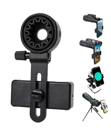LAKWAR Telescope Phone Adapter, Universal Cell Phone Mount Compatible Binoculars, Monocular, Microscope, Spotting Scope, Telescope, Smartphone Holder Clip Bracket Fits Almost of Mobile Phones
