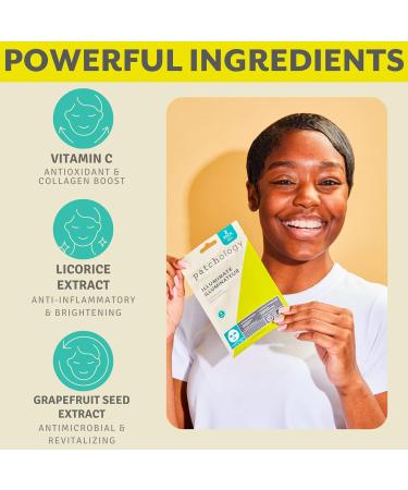 Patchology Brightening Face Masks with Vitamin C - Illuminate Skin Tone & Radiance | Best Sheet Masks for Men & Women (2 Count - Buy Online on SooperMarket.com