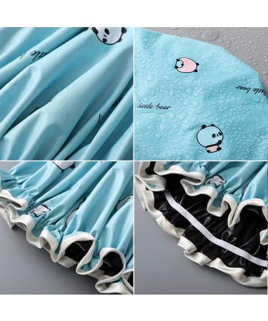 2 Piece Waterproof Shower Hood Bath Cap for Women - Reusable Elastic Hair Cap in Blue & Gray | Ideal for Bathing and Spa - Buy Online on SooperMarket.com