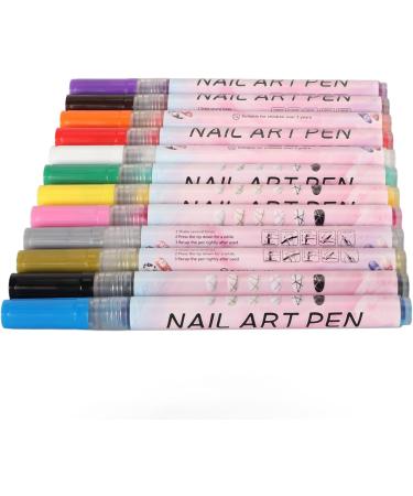 12 Pieces 3D Nail Polish Pens 0.5 mm Tip Bright Colours Easy to Use 3D Nail Art Pen Set for Party Family Salon - Buy Online on SooperMarket.com