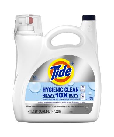 Tide Hygienic Clean Heavy Duty 10X Free Laundry Detergent Liquid Unscented 100 Load S 154 Oz He Compatible