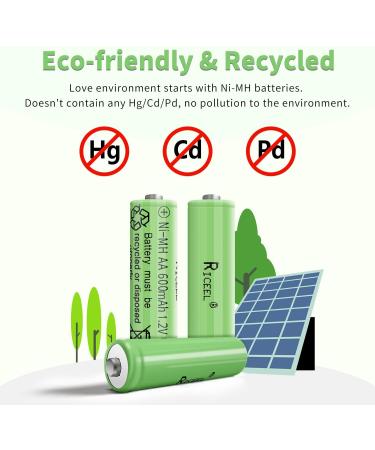 Rechargeable AA Batteries for Solar Lights - 600mAh 1.2V 4pcs - Ideal for Garden & Household Devices - Buy Online on SooperMarket.com