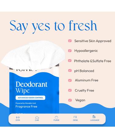 FOMIN Acidified Travel Deodorant Wipes For Women & Men - 15 Count - Fragrance Free - pH Balanced Mini Deodorant Travel Size Wipes - Plastic-Free Individually Wrapped Underarm Body Wipes Fragrance Free 15 Count (Pack of 1) - Buy Online on SooperMarket.com