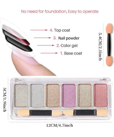 Chrome Nail Powder Set - 6 Colors for Shiny, Holographic Nail Art - Buy Online on SooperMarket.com