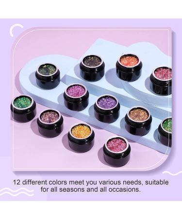 Saviland Platinum Glitter Gel Nail Polish Set - 12 Colors | Soak Off Nail Art for Home DIY & Professionals - 6ML - Buy Online on SooperMarket.com