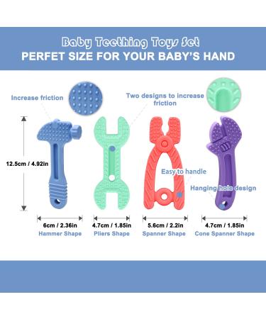 Yoolane Baby Teething Toys 4-Pack - Silicone Tool Teether Toy for Babies 0-6 Months & 6-12 Months | BPA Free, Freezable & Dishwasher Safe | for Toddler Infant Boy and Girl - Buy Online on SooperMarket.com