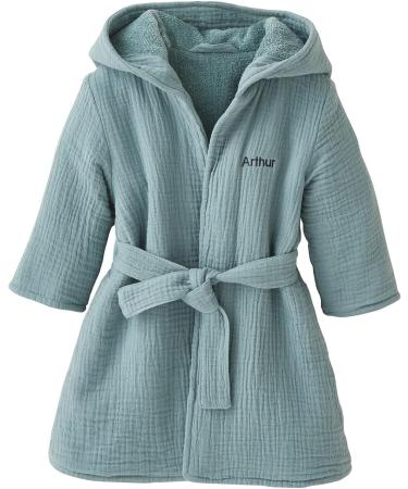 Vertbaudet ko-Tex Baby Bathrobe - Organic Cotton Gauze 98 Green | International Shipping - Buy Online on SooperMarket.com