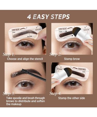 Cilrofelr Eyebrow Stamp and Stencil Kit - One Step Brow Stamp Shaping Kit with 10 Stencils, Light Brown, Long Lasting Waterproof Formula - Buy Online on SooperMarket.com