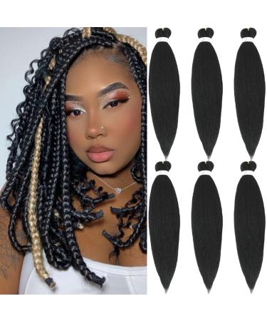 Xusuperb Short Pre Stretched Braiding Hair 1b Black 16 inch Short Easy Braids Extensions Black Kanecalon Kunsthaar for braiding 6 packs Soft Knotless Yaki-Textur braids Hair extensions (1b) 40.6 cm (6 Pack) 1b