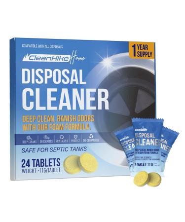 Garbage Disposal Cleaning Deodorizer Tablets - (24 Pack) Super Fresh Lemon Foam Deep Cleaning Action Sink Garburator Disposer Freshener Natural Kitchen Drain Care - 1 Year Supply