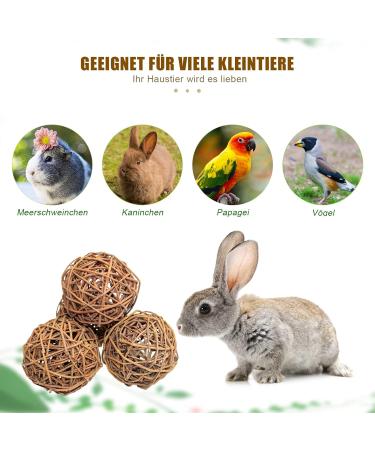 Nature Willow Ball Toys for Small Animals - 4-Piece Set for Guinea Pigs Rabbits Chinches & Birds - Ideal Pet Accessories (10cm) - Buy Online on SooperMarket.com