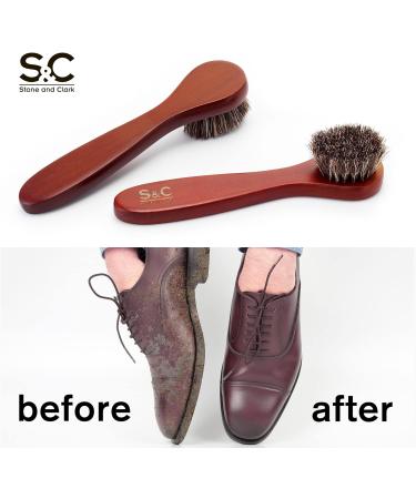 Stone and Clark Horse Hair Shoe Brush - Polish Your Leather to Perfection - Shoe Polish Brush with 100% Horse Hair Bristles & Concaved Beech Wood Handle (Red Dauber Brush (Set of 2)) Original - Buy Online on SooperMarket.com