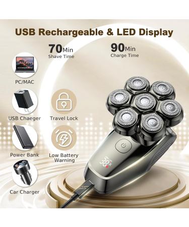 7D Head Shavers for Bald Men - IPX7 Waterproof LED Display Type-C Charging & 5-in-1 Grooming Kit | Shop Internationally - Buy Online on SooperMarket.com