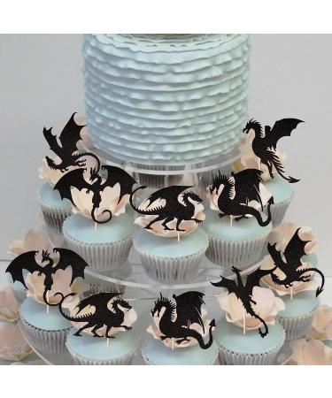 24 Pieces Kite Tortendeco Glitter Fantasy Birthday Cake Topper - Flying Dragon Theme Accessories for Baby Shower & Children's Birthday Parties - Buy Online on SooperMarket.com