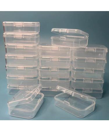 Wotermly 20 Pcs Mini Storage Containers Small Rectangle Plastic Clear Beads Storage Containers Box with Hinged Lid for Storage of Tiny Items (Size B 20 Pcs) SizeB20P