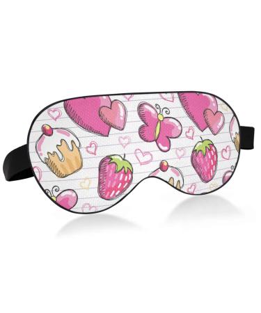 Haskirky Light Blocking Eye Mask Breathable and Adjustable Adult Men and Women Travel on Business Trips Yoga Meditation Light Smooth Comfortable Eye Mask Office Deep Sleep Goodies Pink Heart Cake S