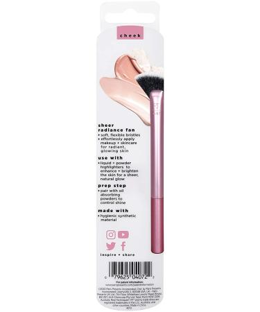 Real Techniques Sheer Radiance Fan Makeup Brush - Cruelty Free Highlighter Tool with Face Glow Benefits | Aluminum Ferrules, Pink - 1 Count - Buy Online on SooperMarket.com