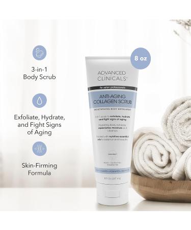 Advanced Clinicals Anti-Aging Collagen Body Scrub Wash - 3-in-1 Exfoliator for Women & Men, Hydrating & Clarifying Formula (8 Fl Oz) - Buy Online on SooperMarket.com