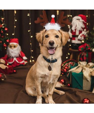 Pedgot 3 Pack Christmas Pet Headwear Xmas Hair Loop Brown Reindeer Antlers Headband Christmas Pet Costume Hair Accessory for Dogs - Buy Online on SooperMarket.com