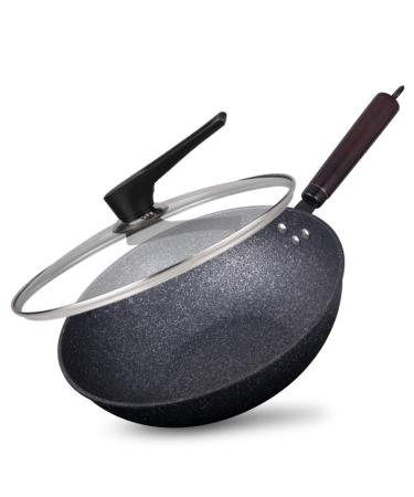 DNCG Frying Pan Skillet 34cm Fine Iron Wok Physical Pan Cooker Kitchen Utensils