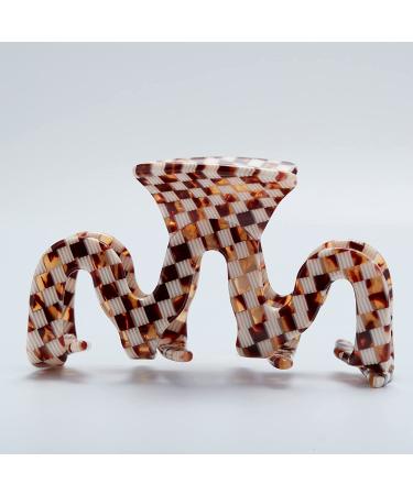 Large Tortoise Shell Claw Clips 3.5 Inch - Checkered French Design Hair Jaw Clamp for Women - 2 Pack - Buy Online on SooperMarket.com