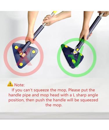 Rotatable Adjustable Cleaning Mop | 85 Long Handle 360 Triangle Baseboard Wall Cleaner with Extension Pole | 4 Reusable Washable Pads | Wet Dry for Ceiling Floor Wall | Blue - Buy Online on SooperMarket.com