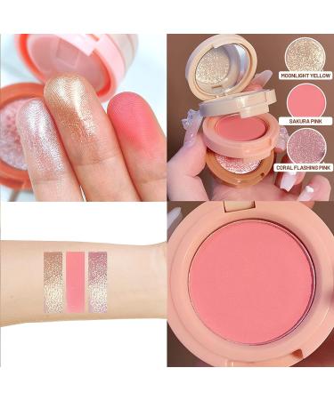 U-Shinein 3-in-1 Makeup Palette: Highlighter, Contour & Blush - Long-Lasting Pigment, Glow Pinkish (Color 01) - Buy Online on SooperMarket.com