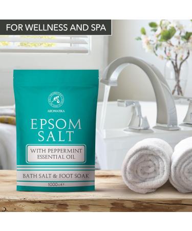 Epsom Bath Salt 35 Oz with Peppermint Essential Oil | 100% Pure Magnesium Sulphate Crystals for Skin Care & Relaxation - International Shipping - Buy Online on SooperMarket.com