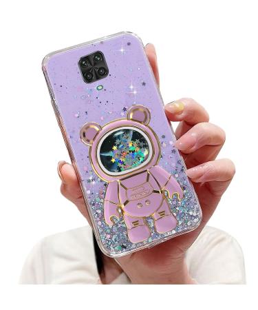 Tivenfezk Nadoli for Xiaomi Redmi Note 9 Pro Treibsand B r Astronaut Hidden Stand Shell caricature glitter astronaut stand soft silicone bling cell phone case transparent protective cover xiaomi redmi note 9 pro purple