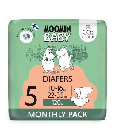 Muumi baby ko diapers size 5 10-16 kg 120 pieces of monthly box soft premium diapers |Soft and skin -friendly breathable absorbent no unnecessary chemicals |Size 5 (120 pack)